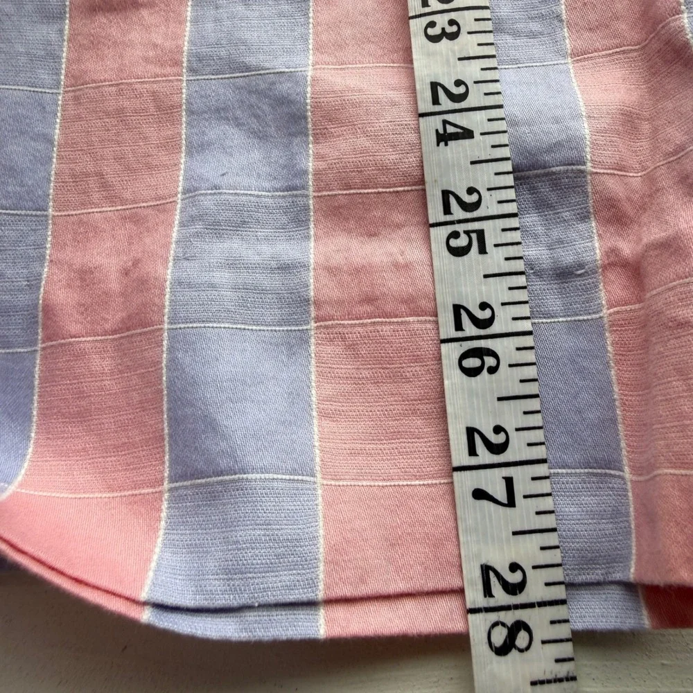 Vintage Pink and Blue Striped Cotton Pillowcase Set of 2 20x28 Home Decor 0910